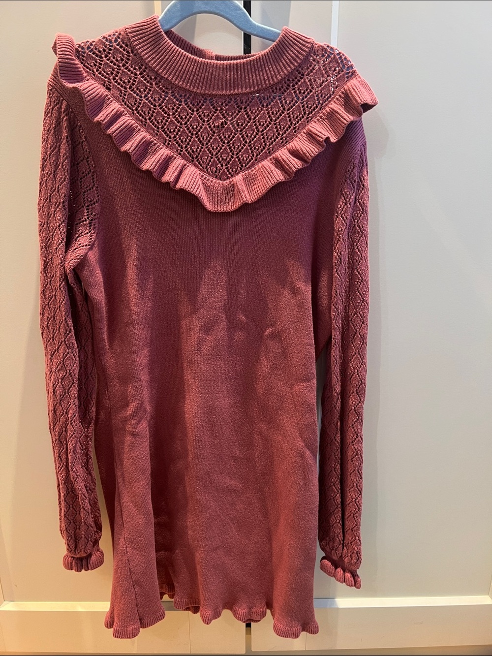 Janie and Jack Dusty Rose Ruffled Yoke Sweater